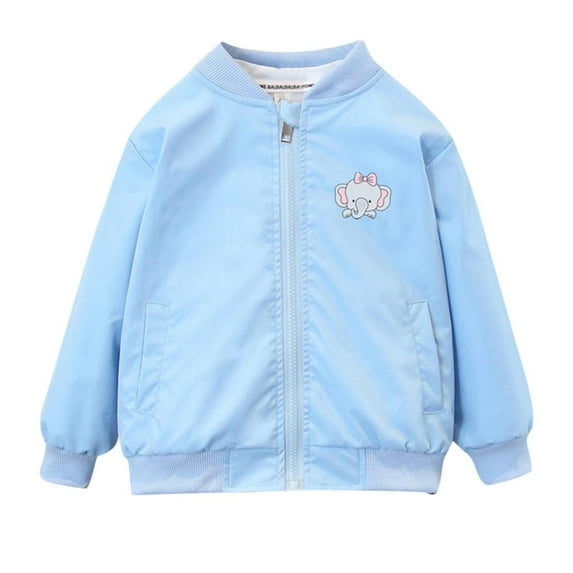 Cethrio Girls Bomber Jackets, Long Sleeve Casual Lightweight Zip up Girls Outerwear Blue Size 6-7