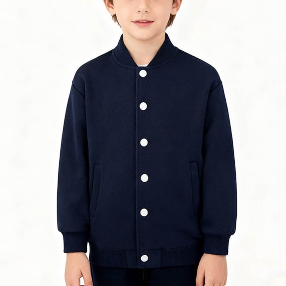 Cethrio Girls Bomber Jackets, Running Cotton Casual Long Sleeve Spring Outerwear Navy Size 5T