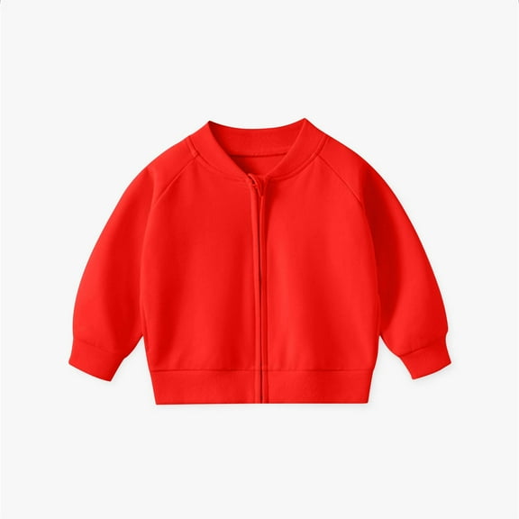 Cethrio Girls Boys Bomber Jackets, Lightweight Long Sleeve Cotton Fall Coats Red Size 3-4T