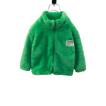 Cethrio Girls Boys Fleece Jackets, Long Sleeve Thickened Warm Zip up Fall Winter Coats Green Size 5-6T