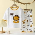 thumbnail image 1 of Cethrio Girls Boys Pajama Sets, 3/4 Sleeve Elastic Waist Printed Cotton Casual Loungewear Yellow Size 5-6 T, 1 of 4