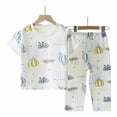 thumbnail image 1 of Cethrio Girls Boys Pajama Sets, Short Sleeve Cotton Printed Elastic Waist Casual Loungewear Gray Size 5-6 T, 1 of 3