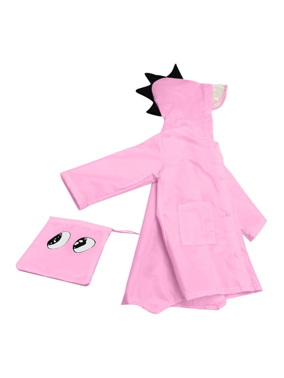 Girls Boys Rain Jackets, Zip up Hooded Lightweight Waterproof Kids Raincoats Pink Size 5-6 T