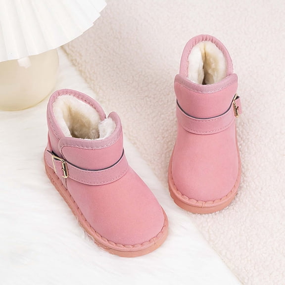 Cethrio Girls Boys Snow Boots, Non Slip School Warm Thicken Winter Shoes Pink Size 25