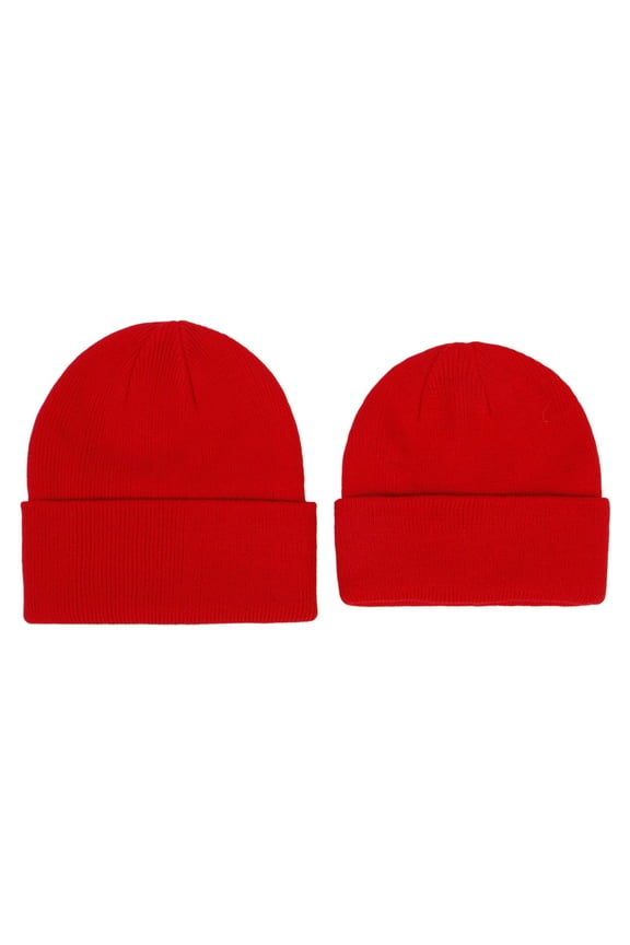 Beanies Hats for Kids, Warm Stretchy Cotton Thermal Winter Hats Red Size 2-6 T