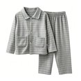 thumbnail image 1 of Cethrio Girls Button Down Pajama Sets, Long Sleeve Fall 2 Piece Casual Kids' Sleepwear Gray Size 5-6T, 1 of 4