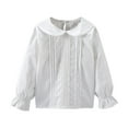 thumbnail image 1 of Cethrio Girls' Button Down Shirts, Casual Cute Thin Cotton Long Sleeve Shirts White Size 12, 1 of 2