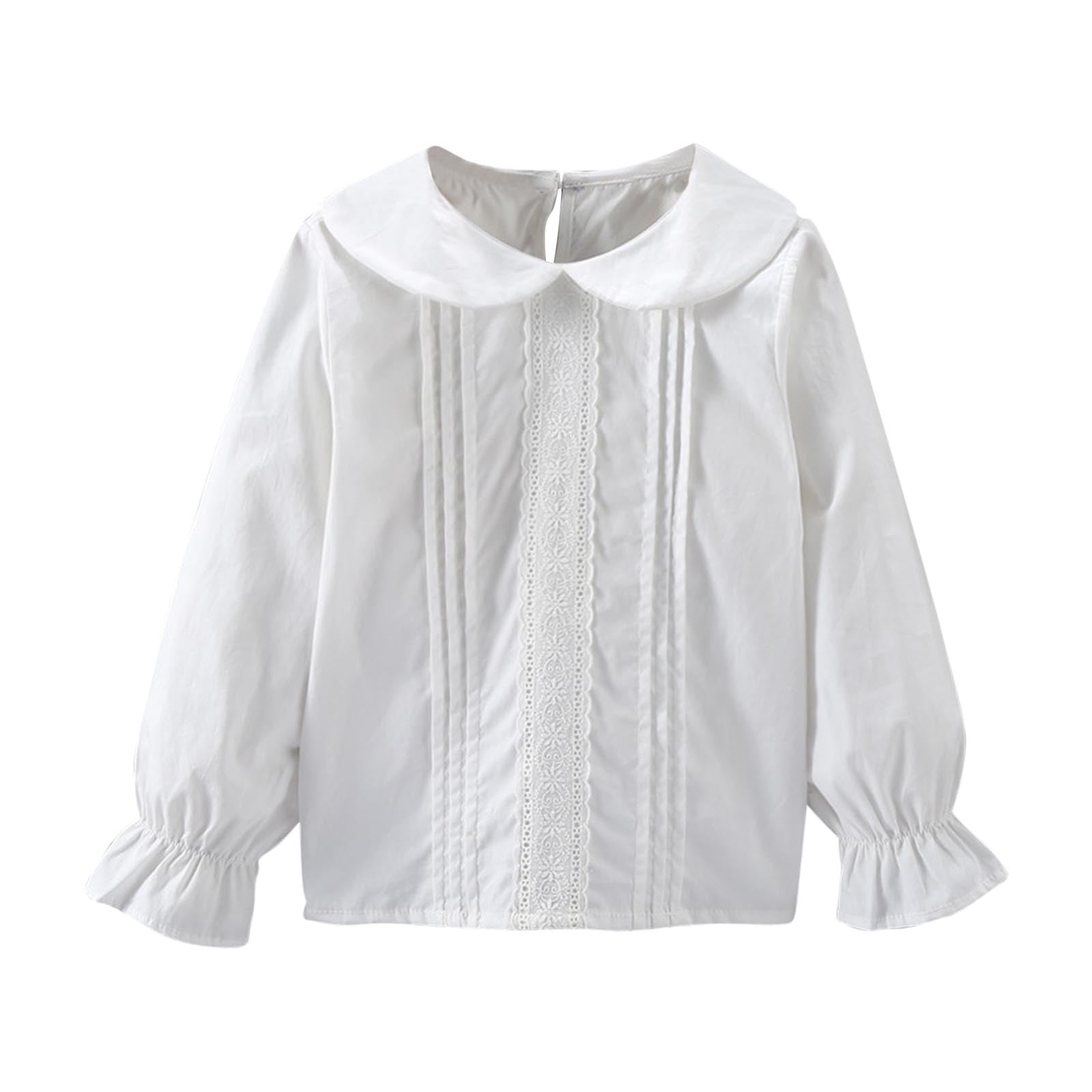 Cethrio Girls' Button Down Shirts, Cotton Casual Cute Thin Long Sleeve ...
