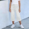 thumbnail image 1 of Cethrio Girls Capri Jeans, Relaxed Fit Casual Elastic Waist Summer Denim Capri Pants White Size 6, 1 of 5