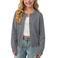 thumbnail image 1 of Cethrio Girls Cardigan Sweaters, Fall Long Sleeve Lightweight Crewneck Girls Knitted Cardigans Dark Gray Size 6-7 T, 1 of 5