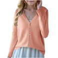 thumbnail image 1 of Cethrio Girls Cardigan Sweaters Size 10-12, Fall Winter V Neck Long Sleeve Button Down Knitted Cardigans Pink, 1 of 4