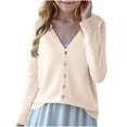 thumbnail image 1 of Cethrio Girls Cardigan Sweaters, V Neck Long Sleeve Button Down Fall Winter Knitted Cardigans Size 12-13 Years Beige, 1 of 4
