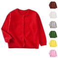 thumbnail image 1 of Cethrio Girls' Cardigans with Button, Knitting Cotton Lightweight Long Sleeve Soft Girls Sweaters Red Size 7-8, 1 of 6