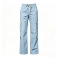 thumbnail image 1 of Cethrio Girls Cargo Pants, Multiple Pockets Casual Relaxed Fit Elastic Waist Straight-leg Pants Blue Size 9-10 T, 1 of 5