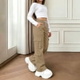 thumbnail image 1 of Cethrio Girls Cargo Pants Size 10-12, Elastic Waist Casual Multiple Pockets Relaxed Fit Straight-leg Pants Khaki, 1 of 8