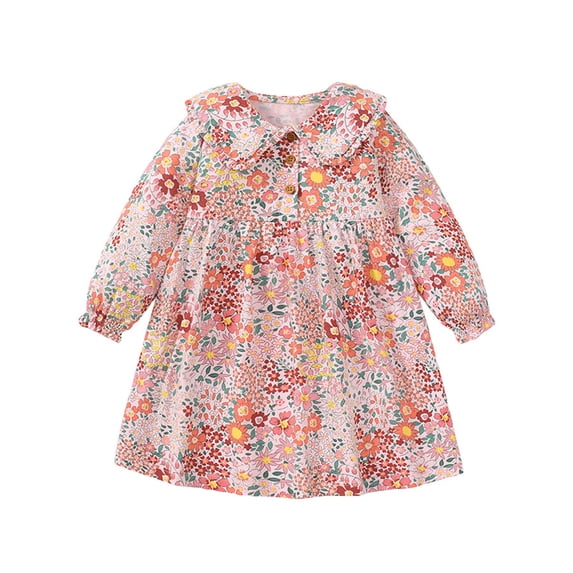Wavsuf Girls Casual Dresses Cute Long Sleeve Pink Dresses Size 3Y