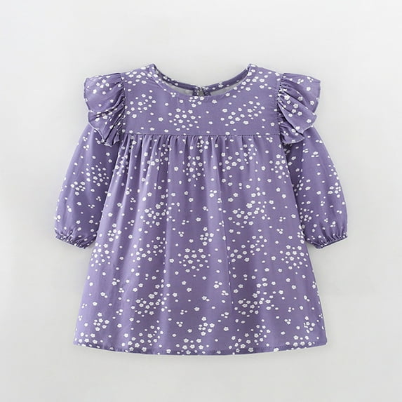 Wavsuf Girls Casual Dresses Cute Spring And Summer Purple Dresses Size 4Y