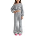 thumbnail image 1 of Cethrio Girls Casual Outfit Sets, Long Sleeve Daily Spring Fall 2 Piece Kids Clothing Sets Size 7-8 Years Gray, 1 of 6