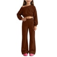 thumbnail image 1 of Cethrio Girls Casual Outfit Sets, Spring Fall 2 Piece Daily Long Sleeve Kids Clothing Sets Size 13-14 Years Brown, 1 of 6