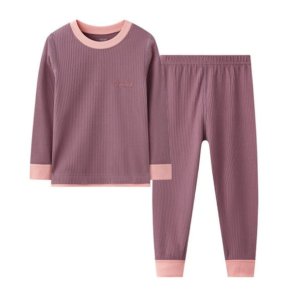 Cethrio Girls Casual Pajama Sets, Pullover Long Sleeve Soft 2 Piece Girls' Sleepwear Purple Size 14-16 T