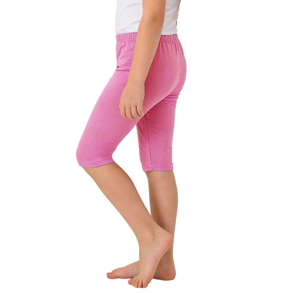 Cethrio Girls Cotton Bike Shorts Size 8, Dancing Elastic Waist Stretch Summer Capri Leggings Hot Pink Size 8