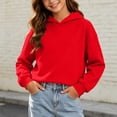 thumbnail image 1 of Cethrio Girls Cotton Hoodies, Casual Pullover Long Sleeve Fall Kids Sweatshirts Red Size 3-4 T, 1 of 8
