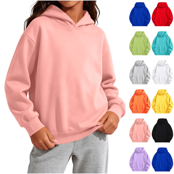 Cethrio Girls Cotton Hoodies Size 7-8 T, Fall Pullover Long Sleeve Casual Kids Sweatshirts Pink