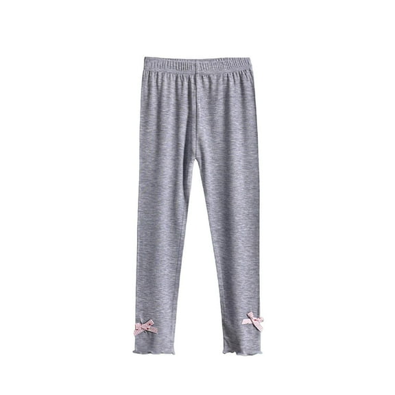 Cethrio Girls Cotton Leggings, Dancing Casual Stretch Elastic Waist Tight Pants Gray Size 7-8