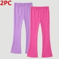 thumbnail image 1 of Cethrio Girls Cotton Leggings Size 10-12, Stretchy School Elastic Waist 2 Piece Flare Pants Purple, 1 of 6