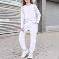 thumbnail image 1 of Cethrio Girls Cotton Outfit Sets, Casual Crew Neck Long Sleeve Two Piece Girls' Clothing Sets White Size 6, 1 of 6