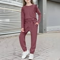 thumbnail image 1 of Cethrio Girls Cotton Outfit Sets, Casual Crew Neck Long Sleeve Two Piece Girls' Clothing Sets Wine Size 6, 1 of 6