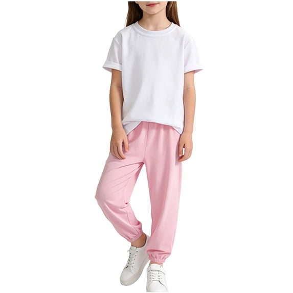 Cethrio Girls Cotton Outfit Sets, Short Sleeve 2 Piece Casual Summer Kids Clothing sets Watermelon Red Size 10-12