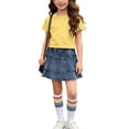 thumbnail image 1 of Cethrio Girls Cotton Outfit Sets, Short Sleeve 3 Piece Summer T-shirts Skirts and Socks Set Yellow Size 9-10 T, 1 of 7