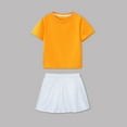 thumbnail image 1 of Cethrio Girls Cotton Outfit Sets, Summer Short Sleeve 2 Piece T-shirts with Skirts Orange Size 10-12, 1 of 4