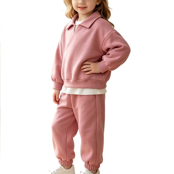 Cethrio Girls Cotton Outfit Sets, Warm Long Sleeve Casual 2 Piece Girls' Clothing Sets Watermelon Red Size 2-3 T