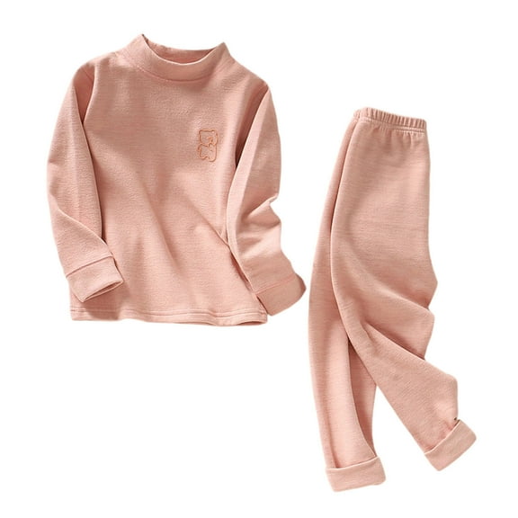 Cethrio Girls Cotton Pajama Sets, 2 Piece Thermal Soft Comfy Girls' Sleepwear Pink Size 14-16 T