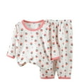 thumbnail image 1 of Cethrio Girls Cotton Pajama Sets, Casual 3/4 Sleeve Comfy Summer Girls' Sleepwear Sets Pink Size 3-4T, 1 of 2