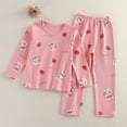 thumbnail image 1 of Cethrio Girls Cotton Pajama Sets, Crewneck 2 PC Long Sleeve Soft Girls' Sleepwear Pink Size 10-12, 1 of 8