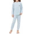 thumbnail image 1 of Cethrio Girls Cotton Pajama Sets Long Sleeve, 2 Piece Crew Neck Casual Girls' Sleepwear Light Blue Size 5-6 T, 1 of 4