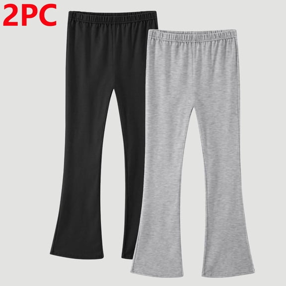 Cethrio Girls Cotton Pants, School Elastic Waist Stretchy 2 Piece Flare Pants Mint Green Size 6