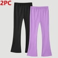 thumbnail image 1 of Cethrio Girls Cotton Pants, Stretchy 2 Piece Elastic Waist School Flare Pants Blue Size 10-12, 1 of 6