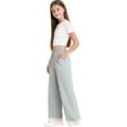 thumbnail image 1 of Cethrio Girls Cotton Sweatpants, Casual Elastic Waist Open Bottom Fashion Wide Leg Pants Gray Size 6, 1 of 5
