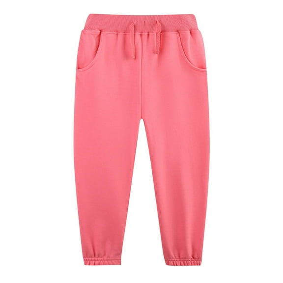 Cethrio Girls Cotton Sweatpants, Elastic Waist Casual Sports Relaxed Fit Running Joggers Watermelon Red Size 6