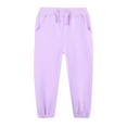thumbnail image 1 of Cethrio Girls Cotton Sweatpants, Elastic Waist Sports Casual Relaxed Fit Running Joggers Purple Size 2-3 T, 1 of 5