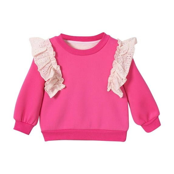 Cethrio Girls Cotton Sweatshirts, Pullover Casual Fashion Long Sleeve Fall Tops Hot Pink Size 6