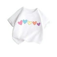 thumbnail image 1 of Cethrio Girls Cotton T-Shirts, Summer Crew Neck Short Sleeve Casual Graphic Tees White Size 3-4 T, 1 of 2