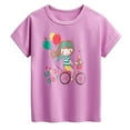 thumbnail image 1 of Cethrio Girls Cotton T-shirts, Casual Short Sleeve Graphic Crewneck Summer Tops Purple Size 7-8, 1 of 5