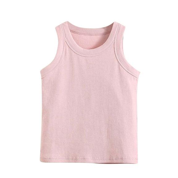 Cethrio Girls Cotton Tank Tops, Casual Sleeveless Crewneck Breathable Summer Undershirts Pink Size 12