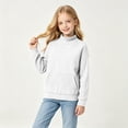 thumbnail image 1 of Cethrio Girls Crewneck Sweatshirts, Fleece-lined Long Sleeve Pullover Casual Kids Tops with Pockets White Size 5-6 T, 1 of 6