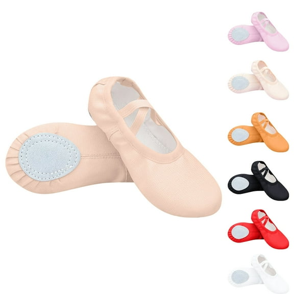 Cethrio Girls Dance Shoes 2025, Soft Sole Performance Elastic Band Yoga Ballet Shoes Flats Khaki Size 7